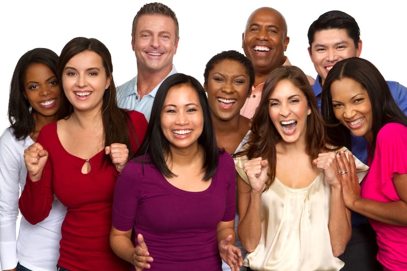 a group of people smiling